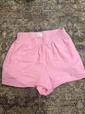 Wilfred Light Pink High-Waist Linen Shorts